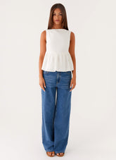 Sallie Linen Top - White